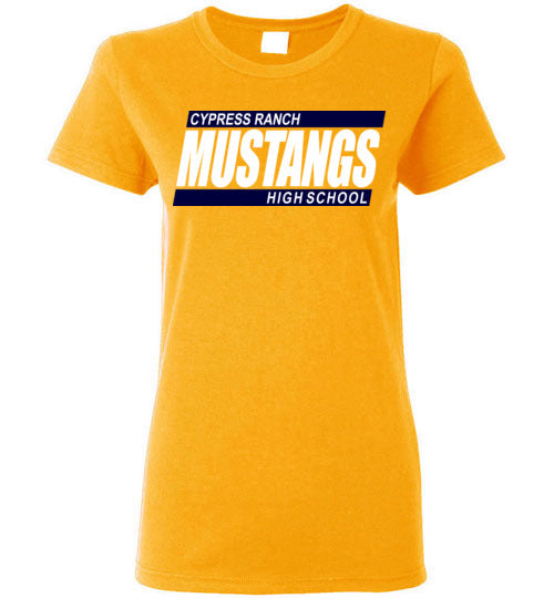 Cypress Ranch High School Mustangs Women's Gold T-shirt 72