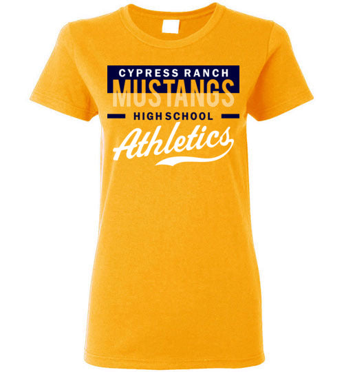 Cypress Ranch High School Mustangs Women's Gold T-shirt 48