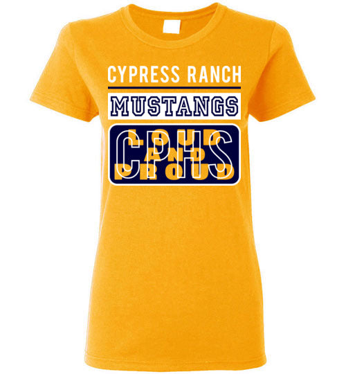 Cypress Ranch High School Mustangs Women's Gold T-shirt 86