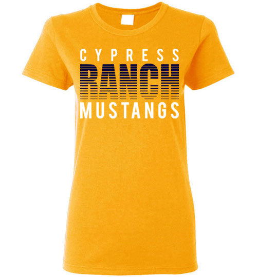 Cypress Ranch High School Mustangs Women's Gold T-shirt 24