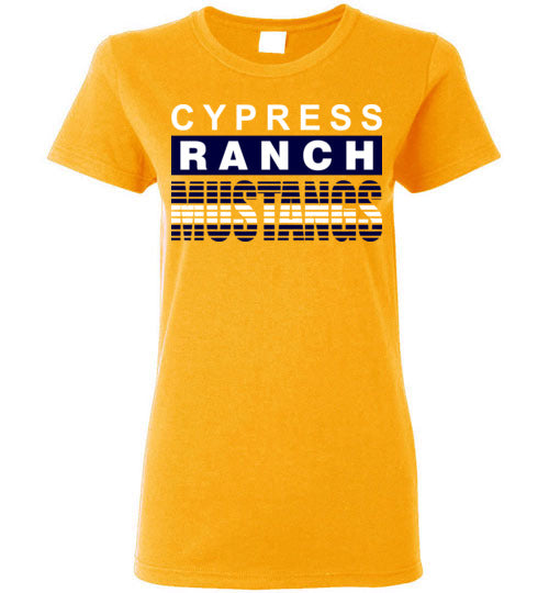 Cypress Ranch High School Mustangs Women's Gold T-shirt 35