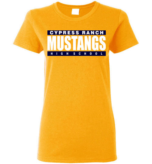 Cypress Ranch High School Mustangs Women's Gold T-shirt 98