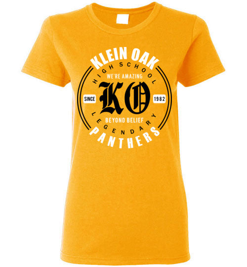 Klein Oak Panthers - Design 15 - Ladies Gold T-shirt