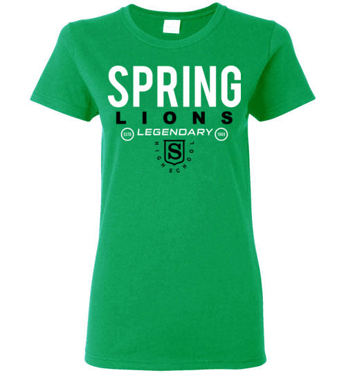 Spring High School Lions Women's Green T-shirt 03