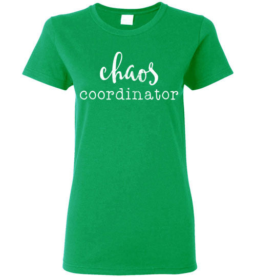 Irish Green Ladies Teacher T-shirt - Design 07 - Chaos Coordinator