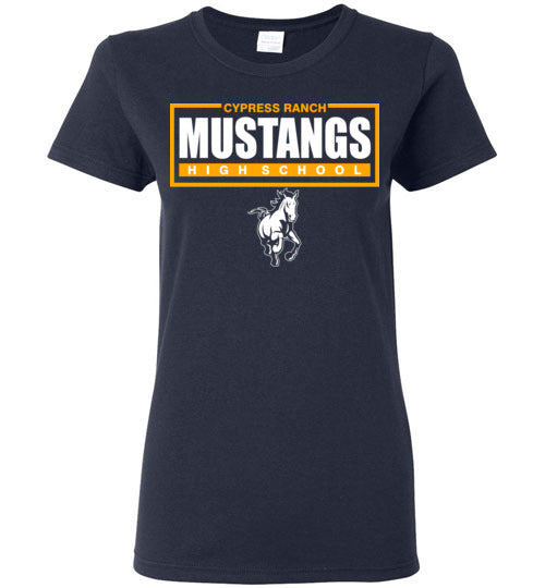 Cypress Ranch High School Mustangs Women's Navy T-shirt 49