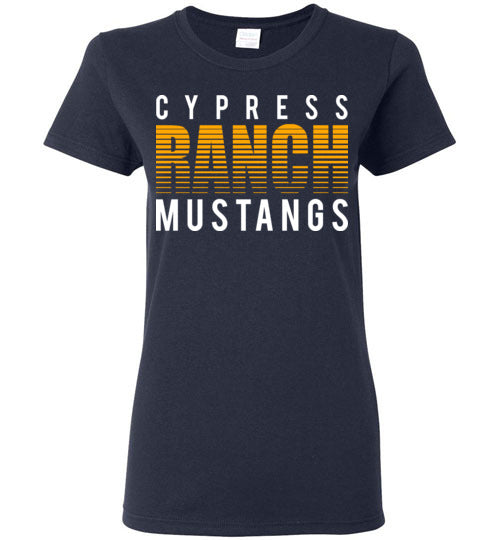 Cypress Ranch High School Mustangs Women's Navy T-shirt 24