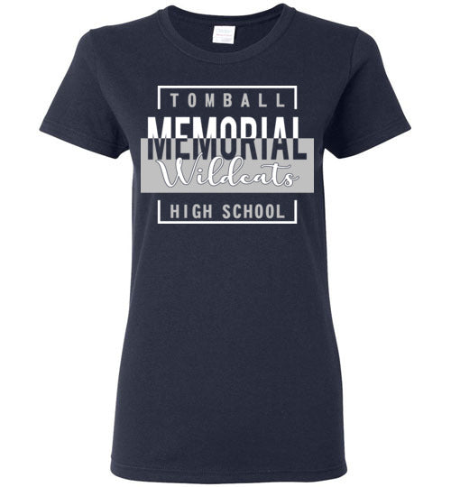 Tomball Memorial High School Wildcats Women's Navy T-shirt 05