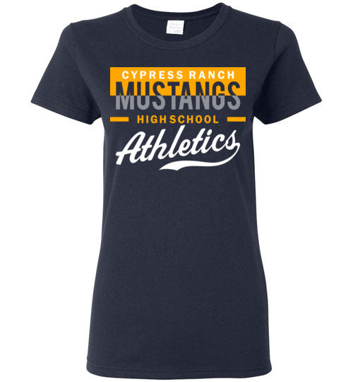 Cypress Ranch High School Mustangs Women's Navy T-shirt 48