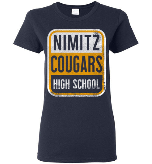 Nimitz High School Cougars Women's Navy T-shirt 01