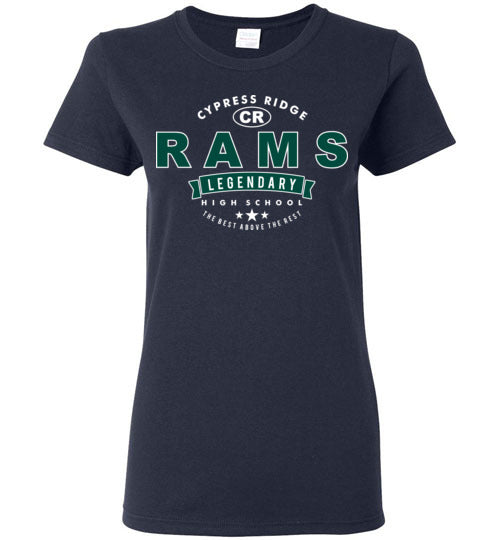 Cypress Ridge High School Rams Women's Navy T-shirt 44