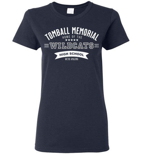 Tomball Memorial High School Wildcats Women's Navy T-shirt 96
