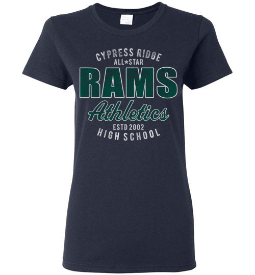 Cypress Ridge High School Rams Women's Navy T-shirt 34