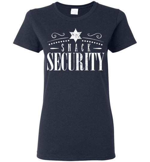Navy Ladies Teacher T-shirt - Design 39 - Snack Security