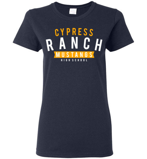 Cypress Ranch High School Mustangs Women's Navy T-shirt 21