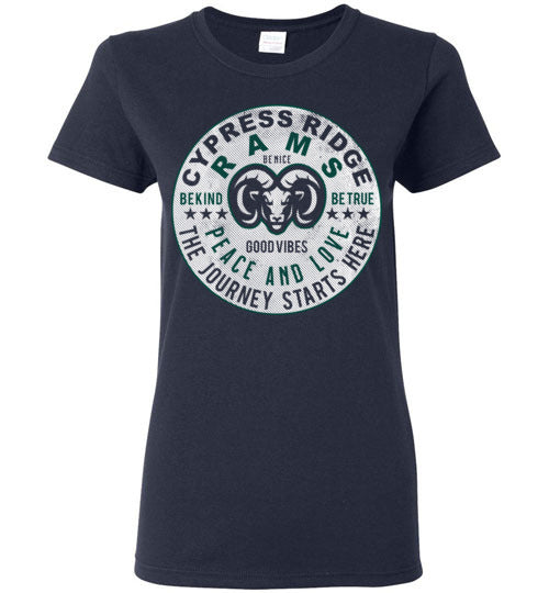 Cypress Ridge High School Rams Women's Navy T-shirt 16