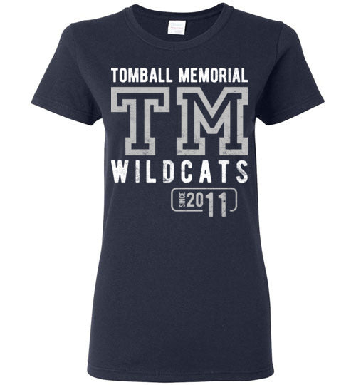 Tomball Memorial High School Wildcats Women's Navy T-shirt 08