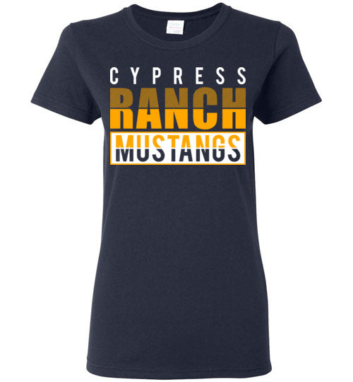 Cypress Ranch High School Mustangs Women's Navy T-shirt 31