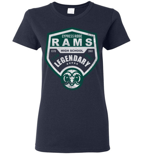 Cypress Ridge High School Rams Women's Navy T-shirt 14