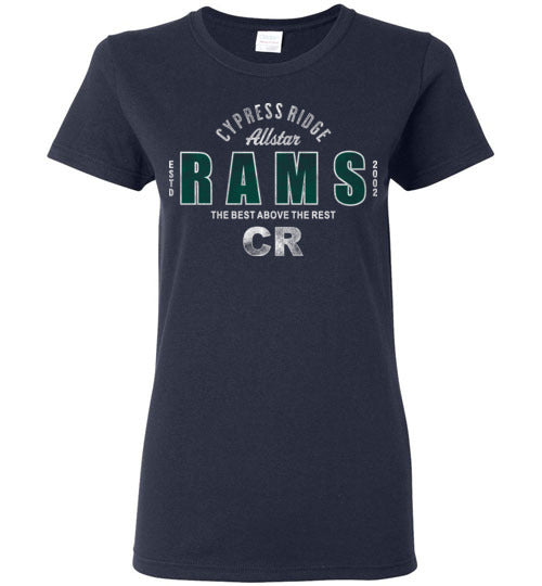 Cypress Ridge High School Rams Women's Navy T-shirt 40