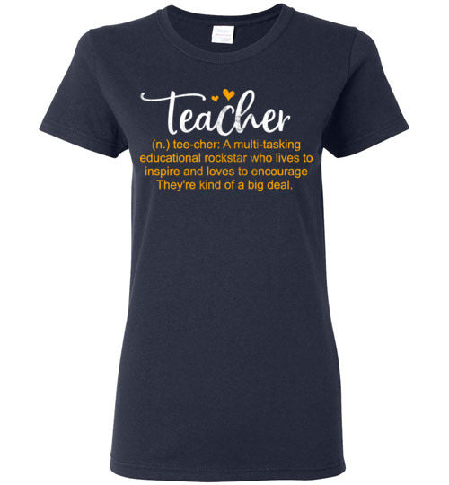 Navy Ladies Teacher T-shirt - Design 16 - Teacher Meaning