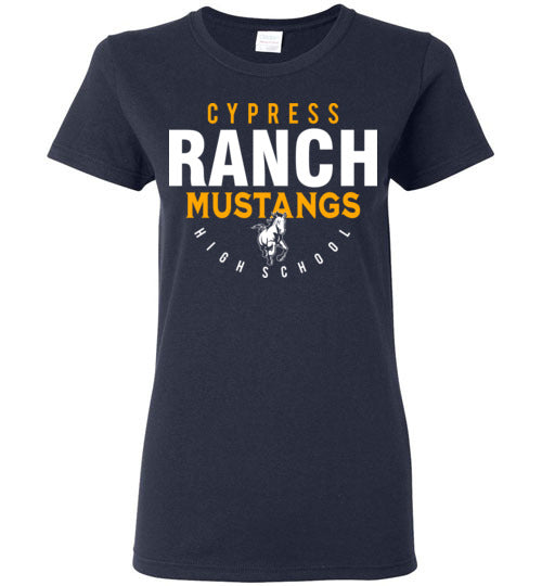 Cypress Ranch High School Mustangs Women's Navy T-shirt 12