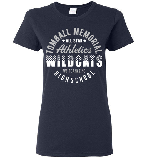 Tomball Memorial High School Wildcats Women's Navy T-shirt 18