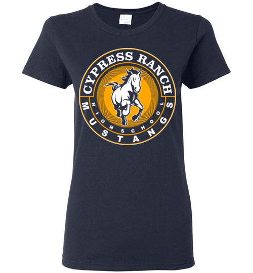 Cypress Ranch High School Mustangs Women's Navy T-shirt 02