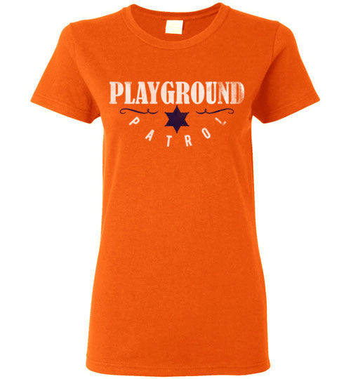 Orange Ladies Teacher T-shirt - Design 40 - Playground Patrol