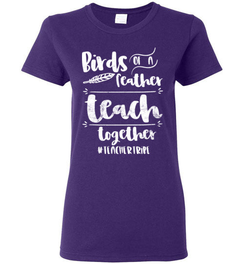 Purple Ladies T-shirt - Teacher Design 03 - Birds Of A Feather