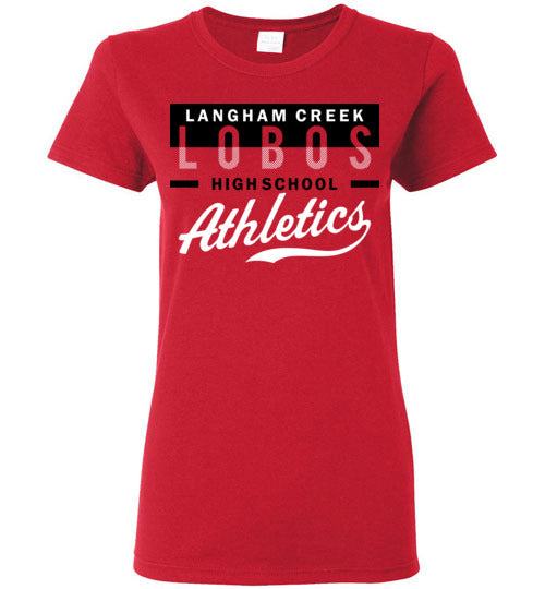 Langham Creek High School Lobos Women's Red T-shirt 48