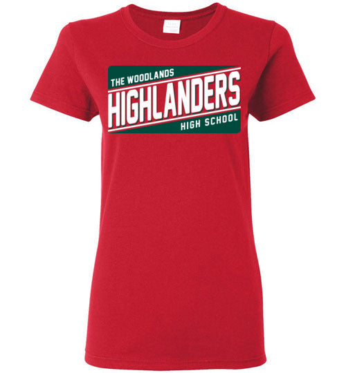 The Woodlands High School Highlanders Women's Red T-shirt 84