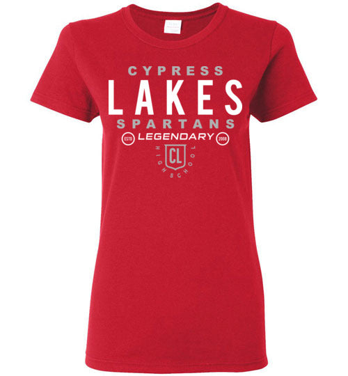 Cypress Lakes High School Spartans Women's Red T-shirt 03