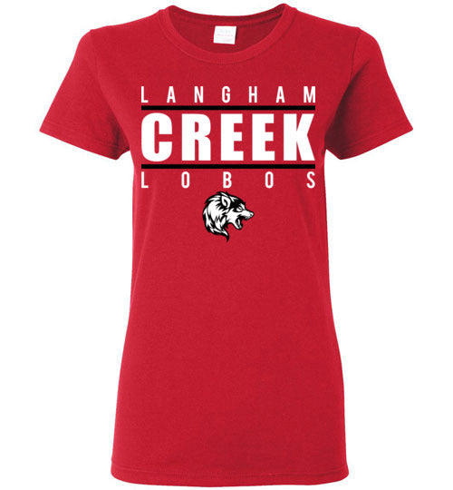 Langham Creek High School Lobos Women's Red T-shirt 07