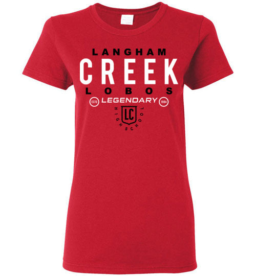 Langham Creek High School Lobos Women's Red T-shirt 03