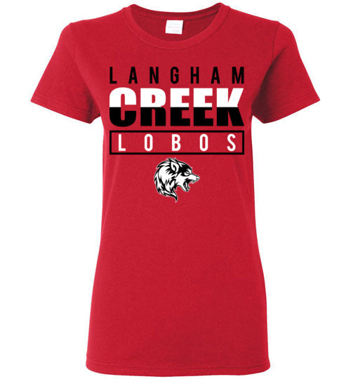 Langham Creek High School Lobos Women's Red T-shirt 29
