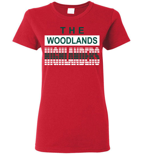 The Woodlands High School Highlanders Women's Red T-shirt 35