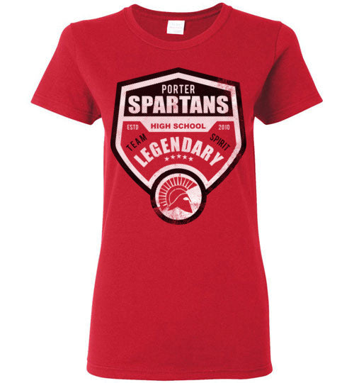 Porter High School Spartans Women's Red T-shirt 14