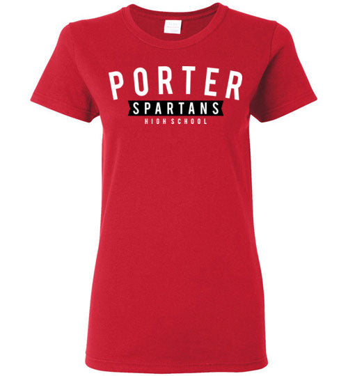 Porter High School Spartans Women's Red T-shirt 21