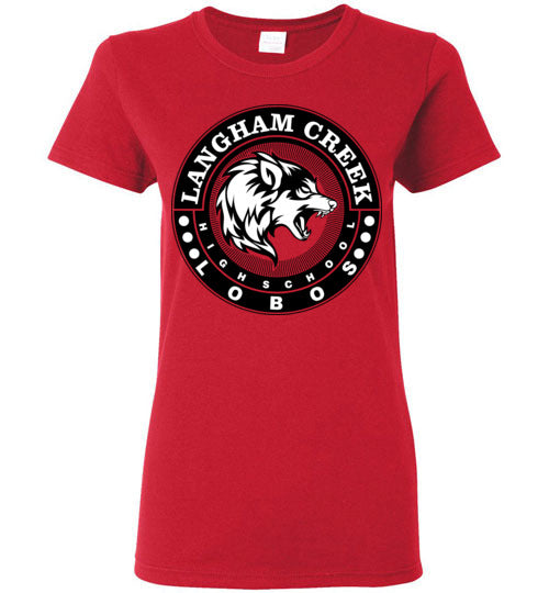 Langham Creek High School Lobos Women's Red T-shirt 02