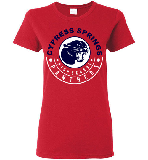 Cypress Springs High School Panthers Women's Red T-shirt 19