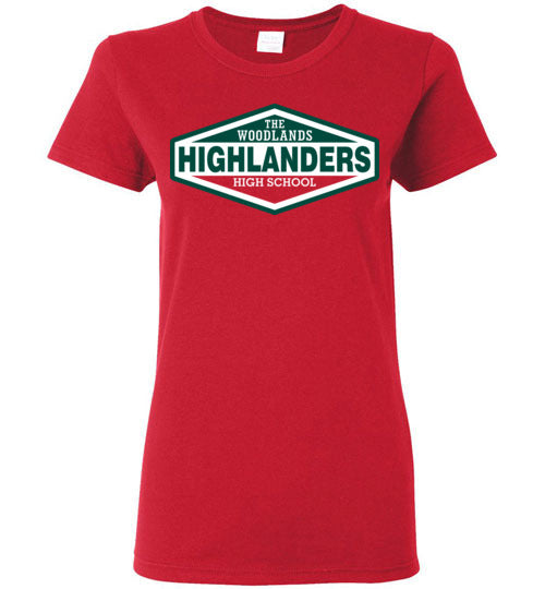 The Woodlands High School Highlanders Women's Red T-shirt 09