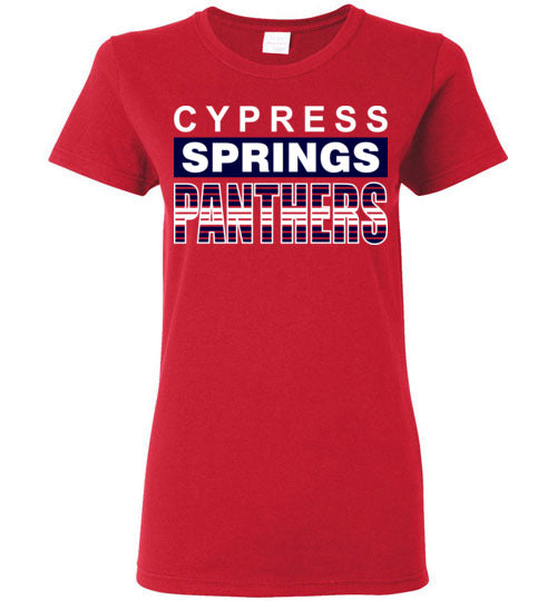 Cypress Springs High School Panthers Women's Red T-shirt 35