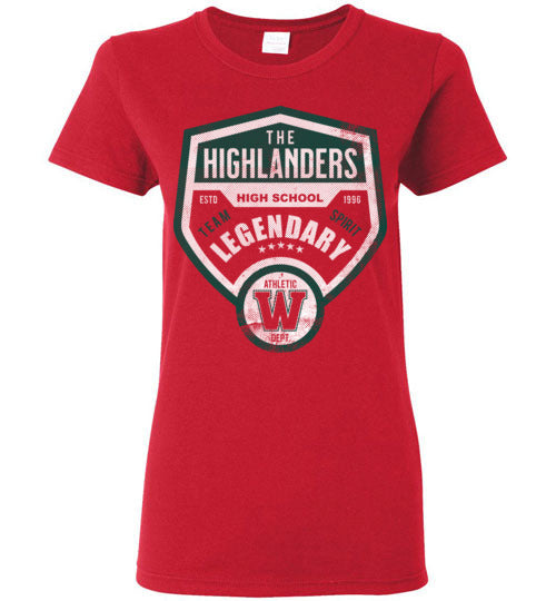 The Woodlands High School Highlanders Women's Red T-shirt 14
