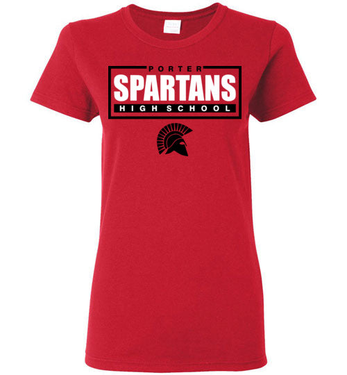 Porter High School Spartans Women's Red T-shirt 49