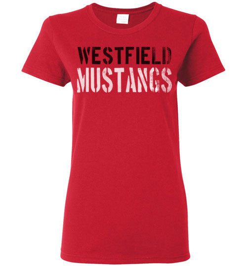 Westfield High School Mustangs Women's Red T-shirt 17