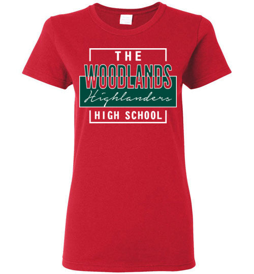The Woodlands High School Highlanders Women's Red T-shirt 05
