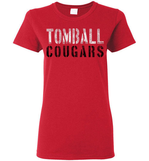 Tomball High School Cougars Women's Red T-shirt 17