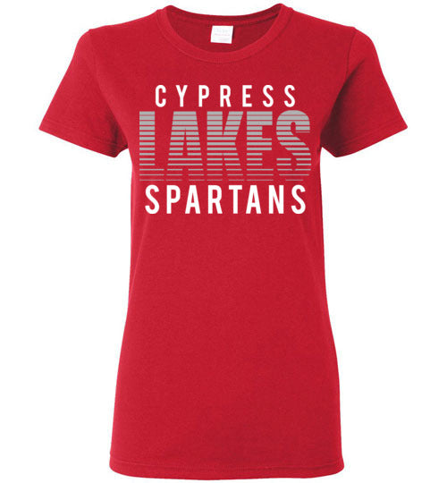 Cypress Lakes High School Spartans Women's  Red T-shirt 24