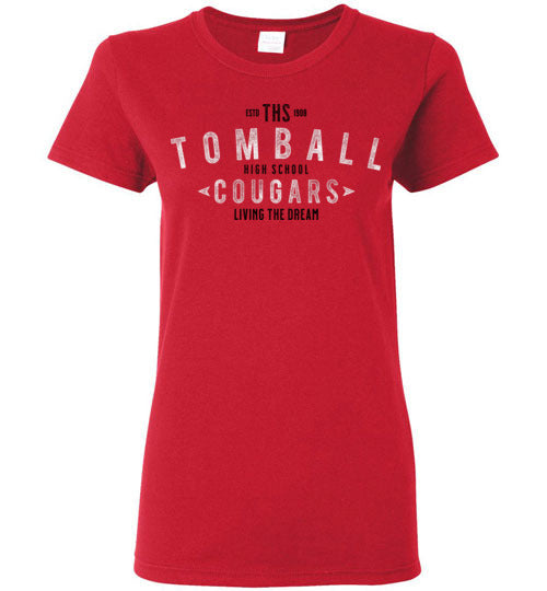 Tomball High School Cougars Women's Red T-shirt 42